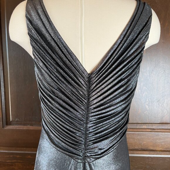 Tadashi Collection Evening Dress L Twist Front Sleeveless Long Metallic Jersey - Picture 9 of 13